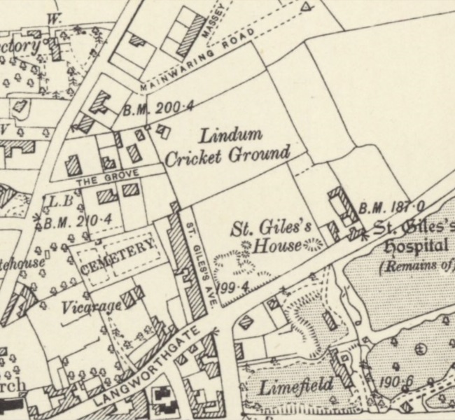 Lincoln - Lindum Cricket Ground : Map credit National Library of Scotland